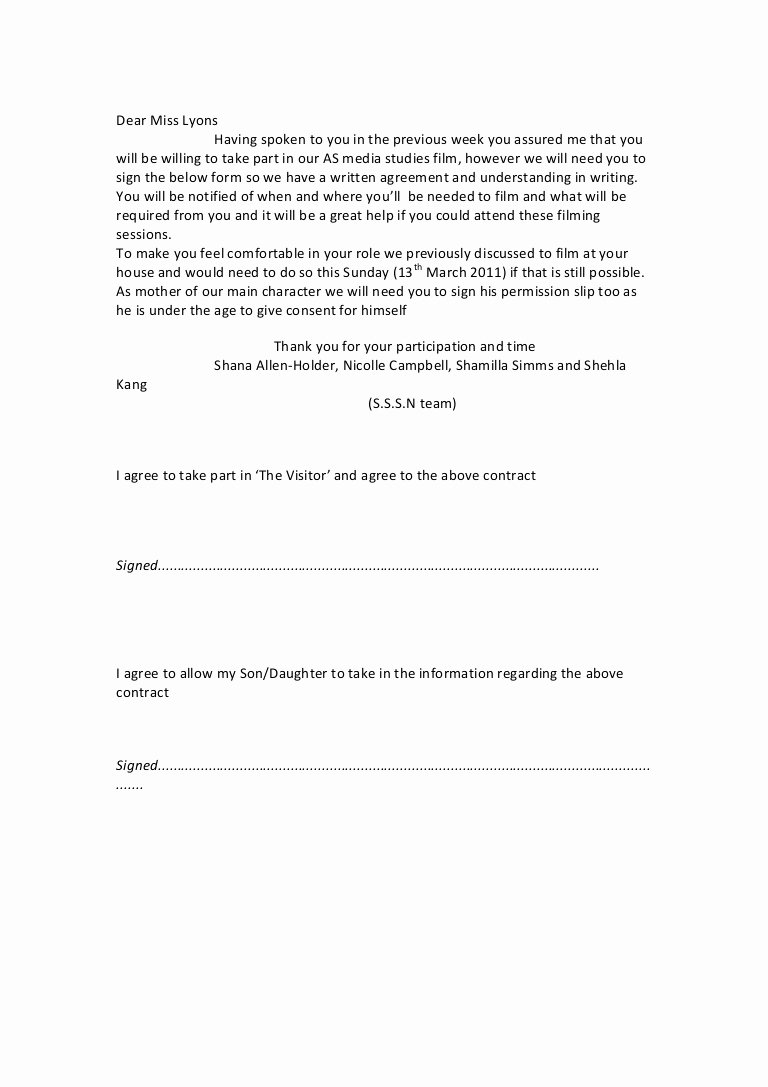 Actor Release form Template New Media Actor Consent form