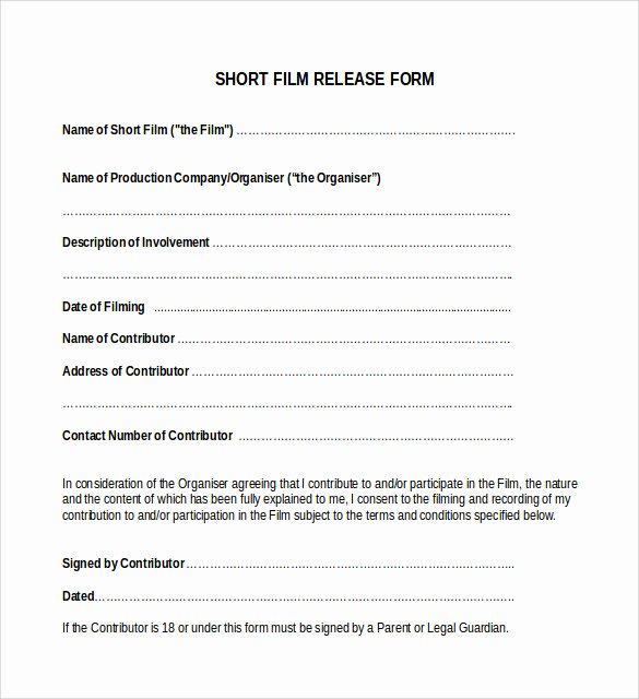 Actor Release form Template Unique Sample Actor Release form 7 Free Documents In Pdf Word