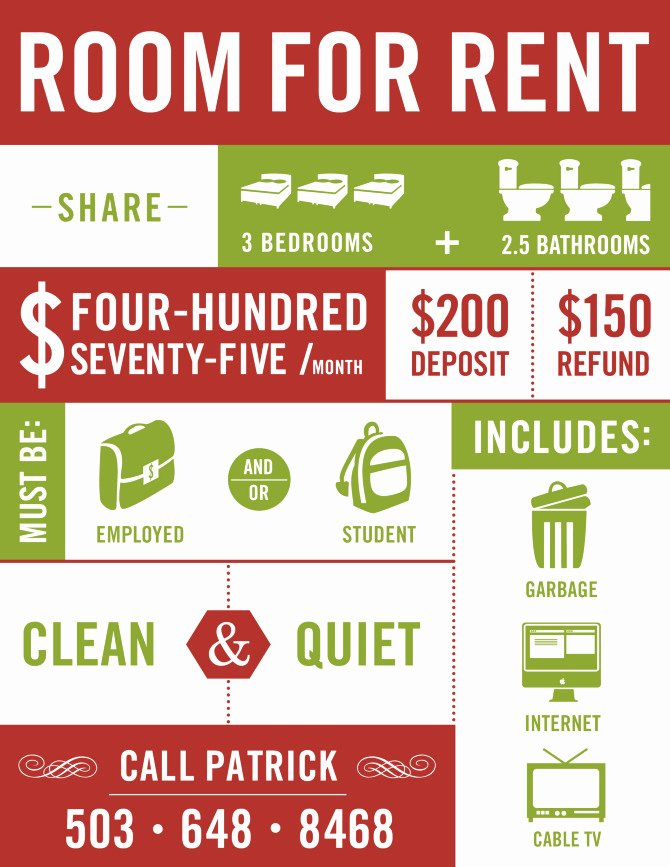 Apartment for Rent Flyer Template New Room for Rent Flyer Infographics &amp; Information
