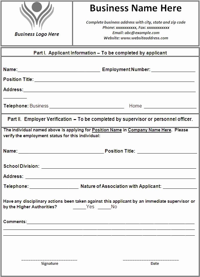 Apartment Work order Template Elegant Free Employment Verification forms