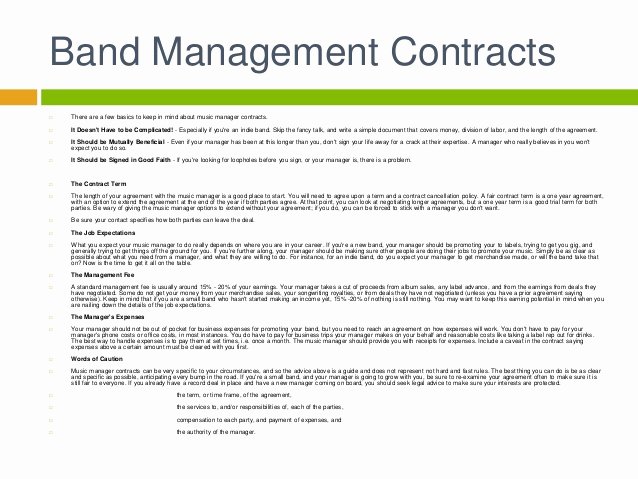 Artist Management Contract Template Luxury Artist Management Contract
