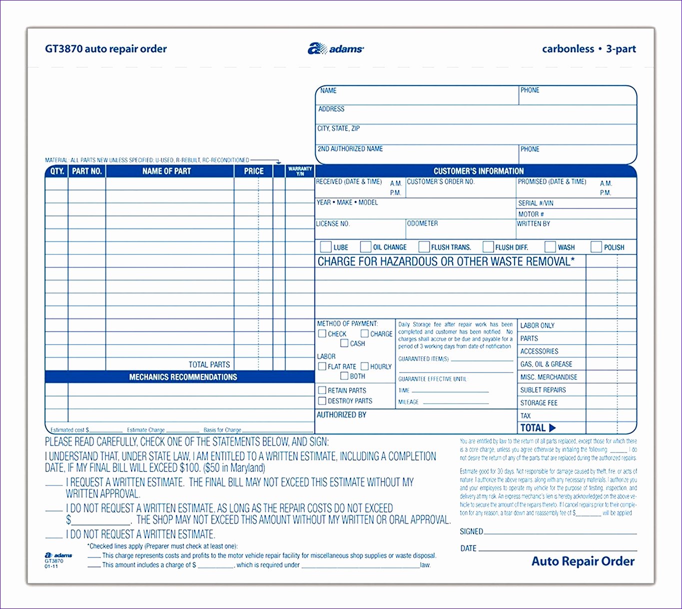 Auto Repair Invoice Template Free Awesome 6 Free Auto Repair Invoice Template Excel Exceltemplates