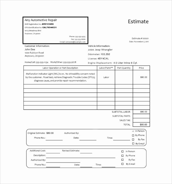 Auto Repair Invoice Template Free Lovely Sample Auto Repair Invoice Template 14 Download Free