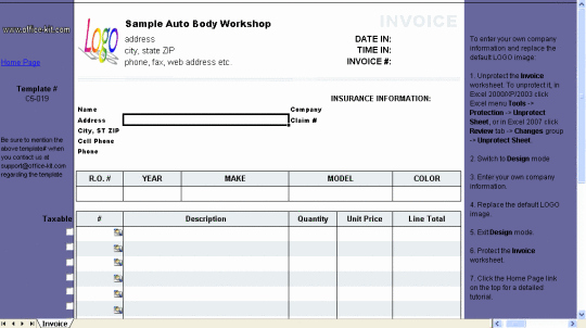 Auto Repair Template Free Best Of Auto Repair Invoice software Free Download