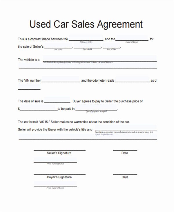 Automobile Sale Contract Template Luxury 32 Sales Agreement form In Pdf