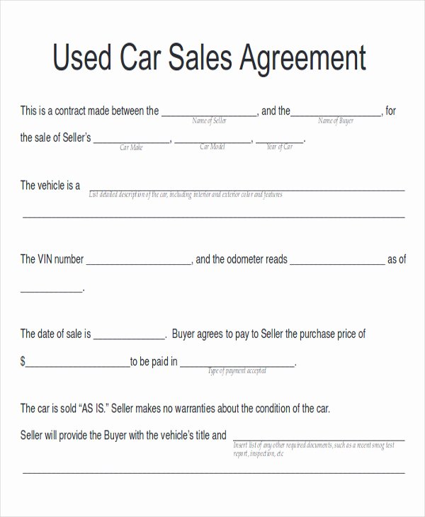 Automobile Sale Contract Template Luxury Sample Car Sales Contract 12 Examples In Word Pdf