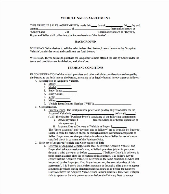 Automobile Sales Contract Templates Best Of Free 17 Sample Downloadable Sales Agreement Templates In