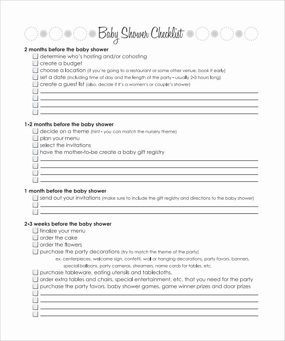 Baby Shower Checklist Template Awesome Checklist Template – 38 Free Word Excel Pdf Documents