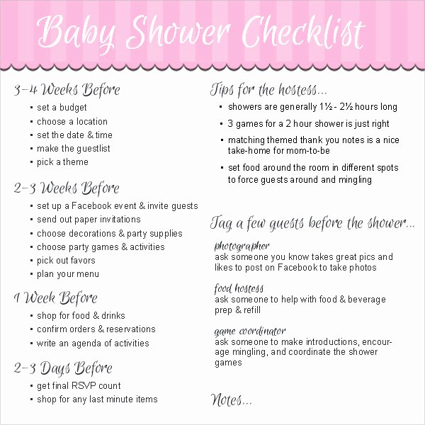 Baby Shower Checklist Template Inspirational Baby Shower Checklist 8 Free Download for Pdf Excel
