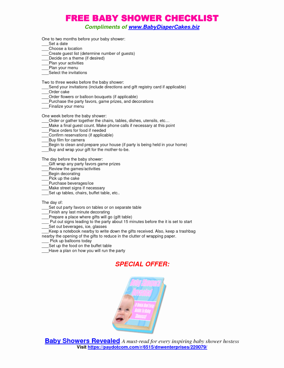 Baby Shower Checklist Template Inspirational Baby Shower Planning Checklist Printable Martha Stewart