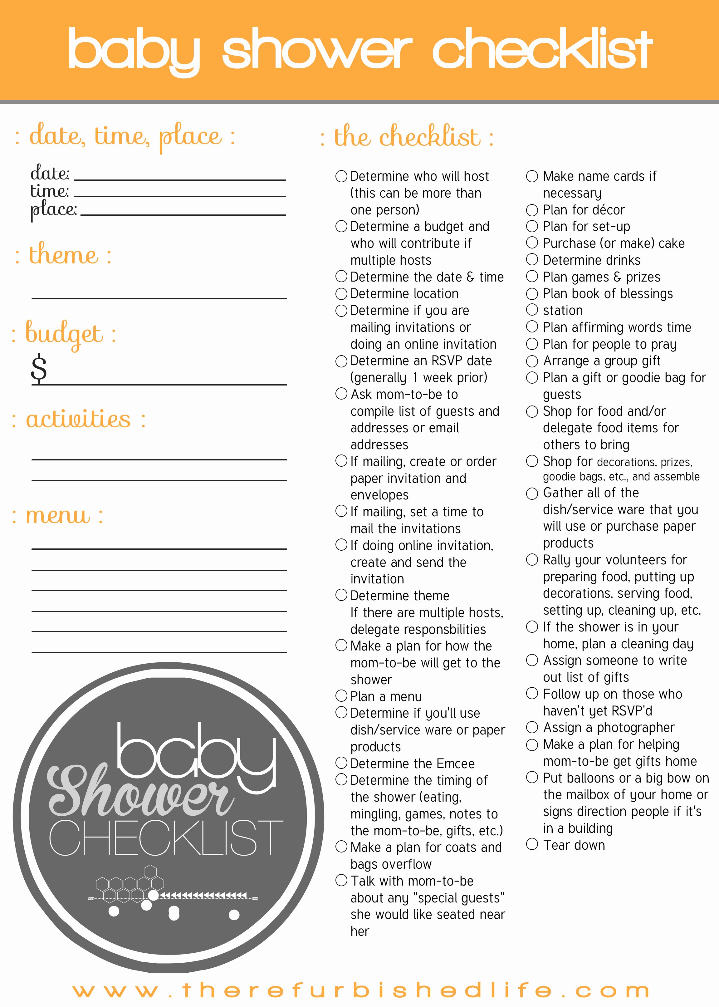 Baby Shower Checklist Template Unique Plete Baby Shower Checklist Free Printable