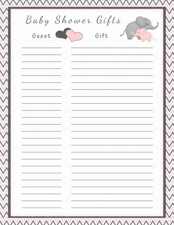 Baby Shower Guest List Template Awesome Baby Shower Gift List Printable Baby Shower Party