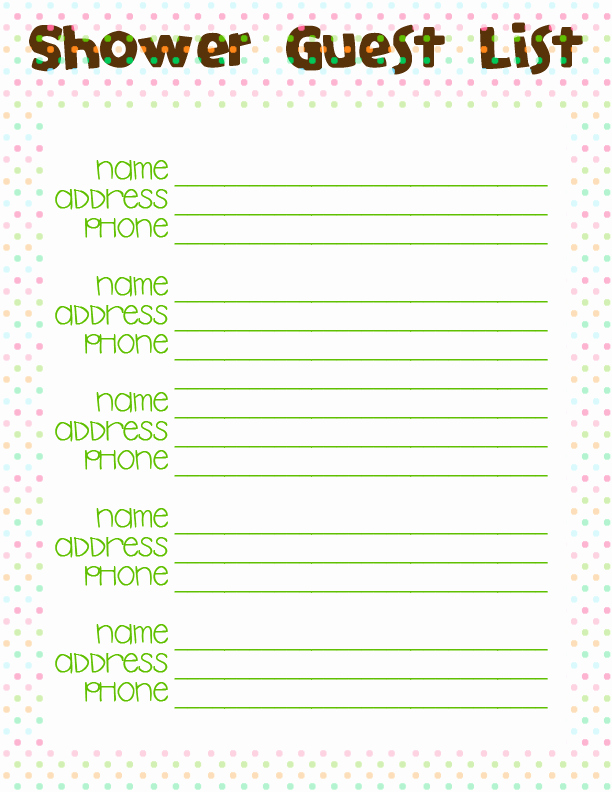 Baby Shower Guest List Template Awesome Guest Book Template Free