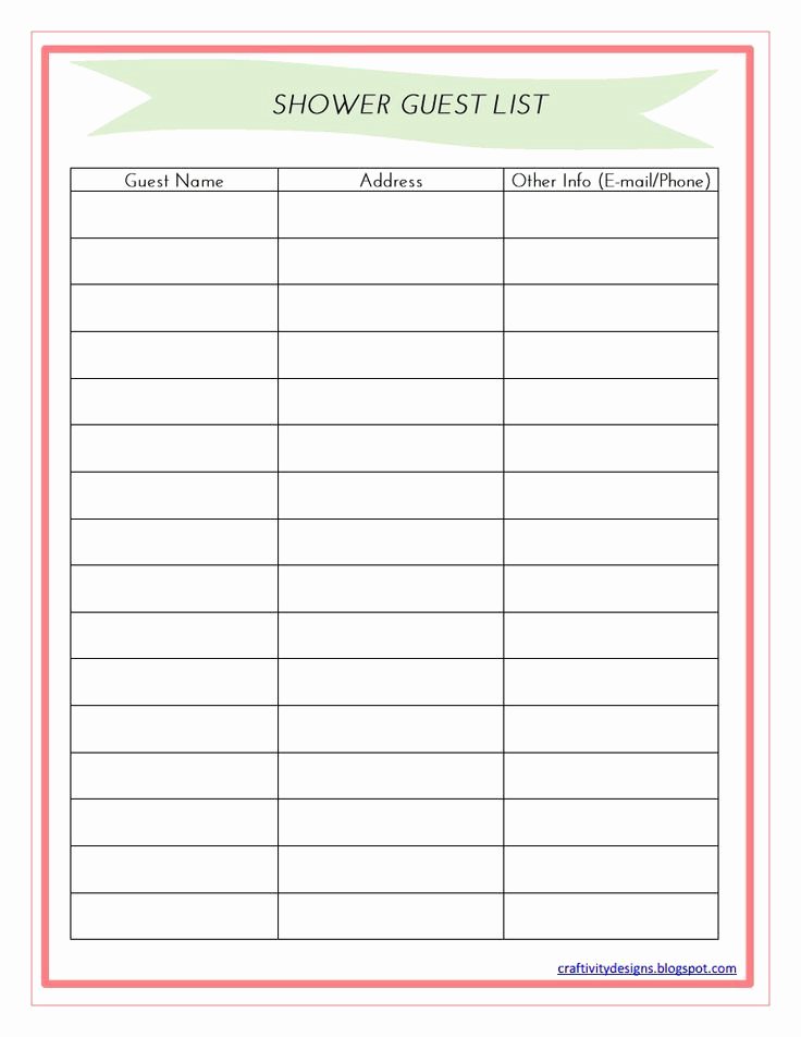 Baby Shower Guest List Template Beautiful Free Printable Baby Shower Checklist