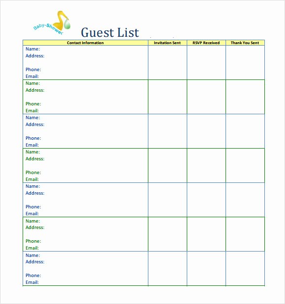 Baby Shower Guest List Template Best Of Sample Baby Shower Checklist 10 Documents In Word Pdf