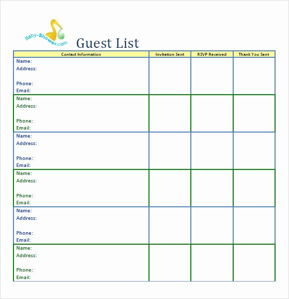 Baby Shower Guest List Template Best Of Sample Guest List 8 Documents In Pdf Word Excel