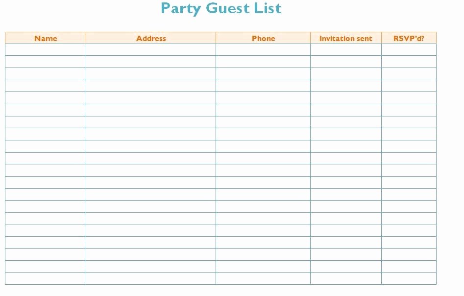 Baby Shower Guest List Template Elegant Birthday Guest List Worksheet