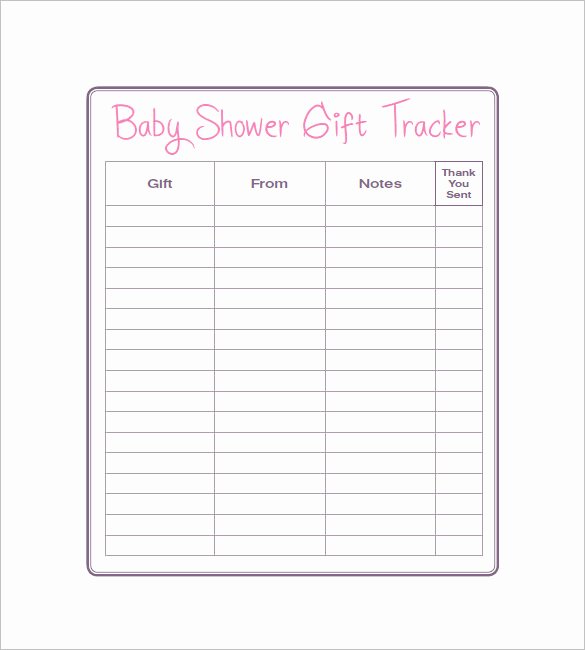 Baby Shower Guest List Template Fresh Baby Shower Gift List Template 5 Free Sample Example