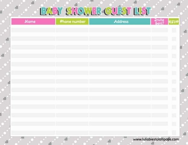 Baby Shower Guest List Template Fresh Free Printable Baby Shower Checklist