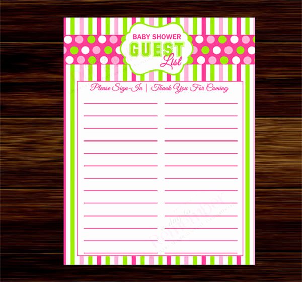 Baby Shower Guest List Template Luxury Baby Shower Guest List Template 8 Free Word Excel Pdf