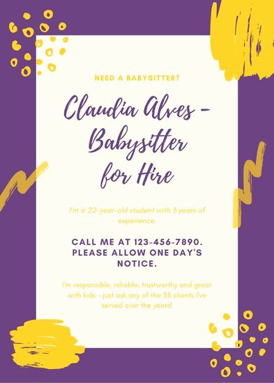 Babysitting Flyer Template Free Best Of Customize 11 Babysitting Flyer Templates Online Canva