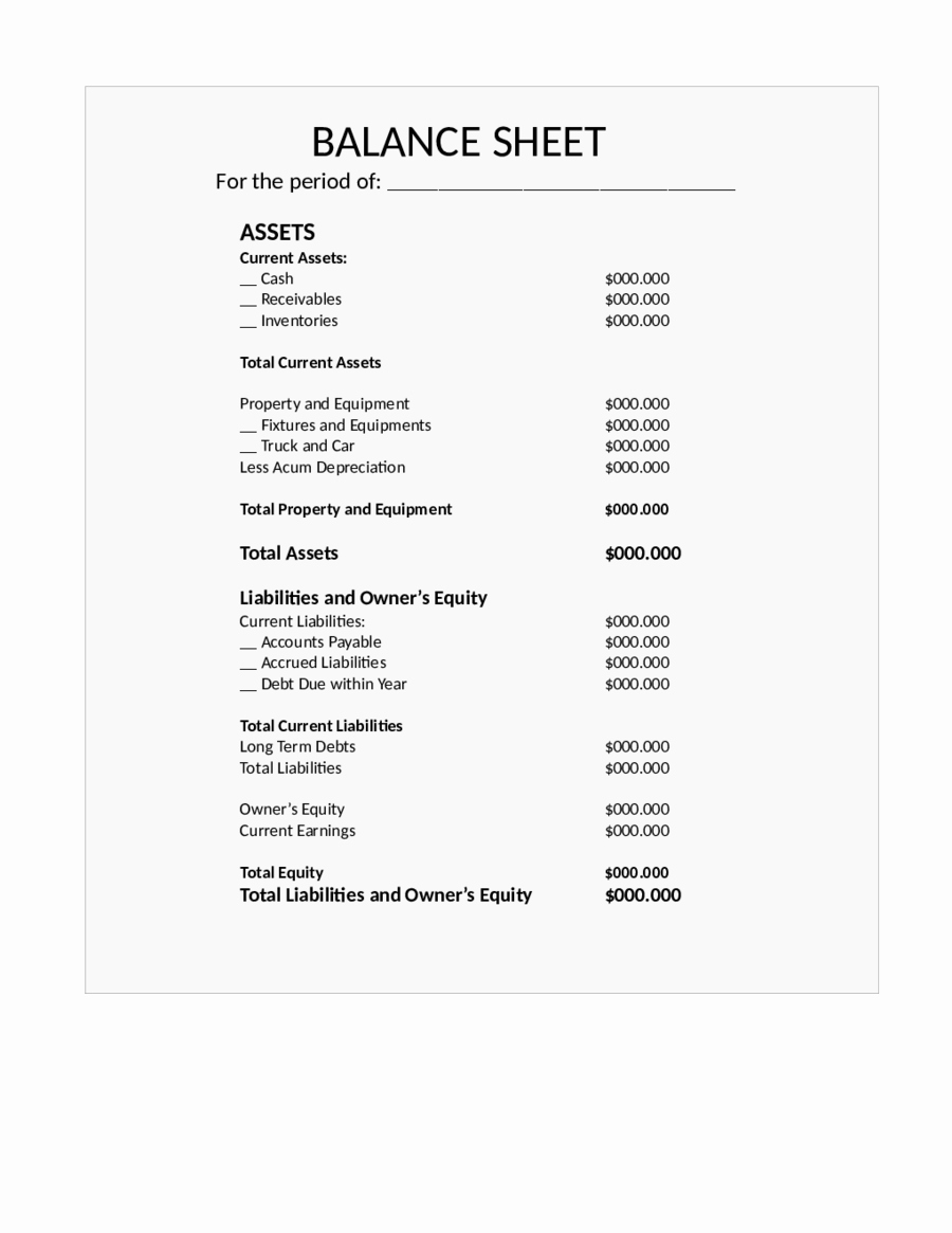 Balance Sheet Template Pdf Beautiful 2019 Balance Sheet Template Fillable Printable Pdf