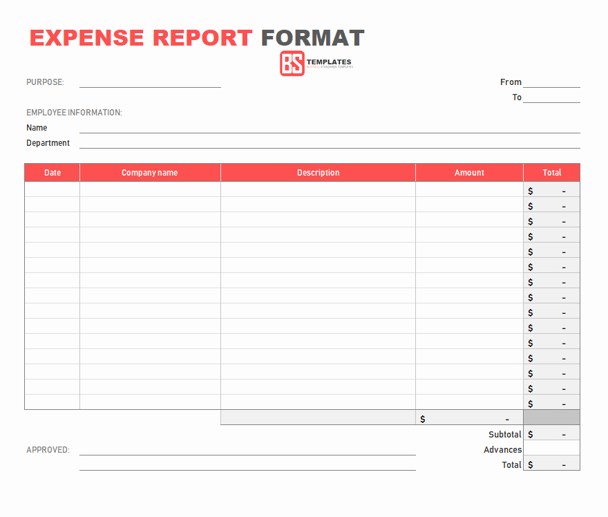 Basic Expense Report Template Awesome 10 Expense Report Template Monthly Weekly Printable
