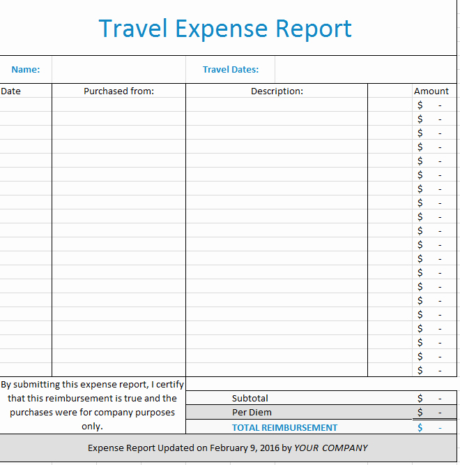Basic Expense Report Template Inspirational Travel Expense Report Template [free Download]