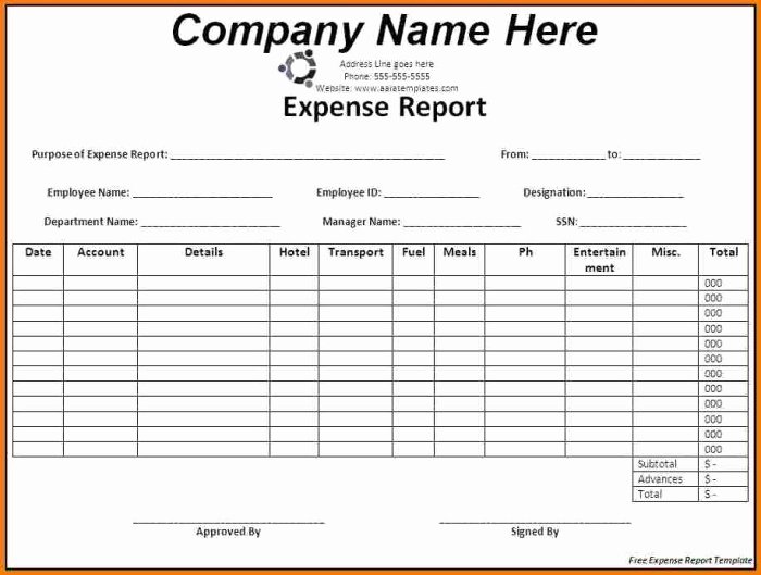 Basic Expense Report Template Unique Impressive Expense Report form Template Sample for Your