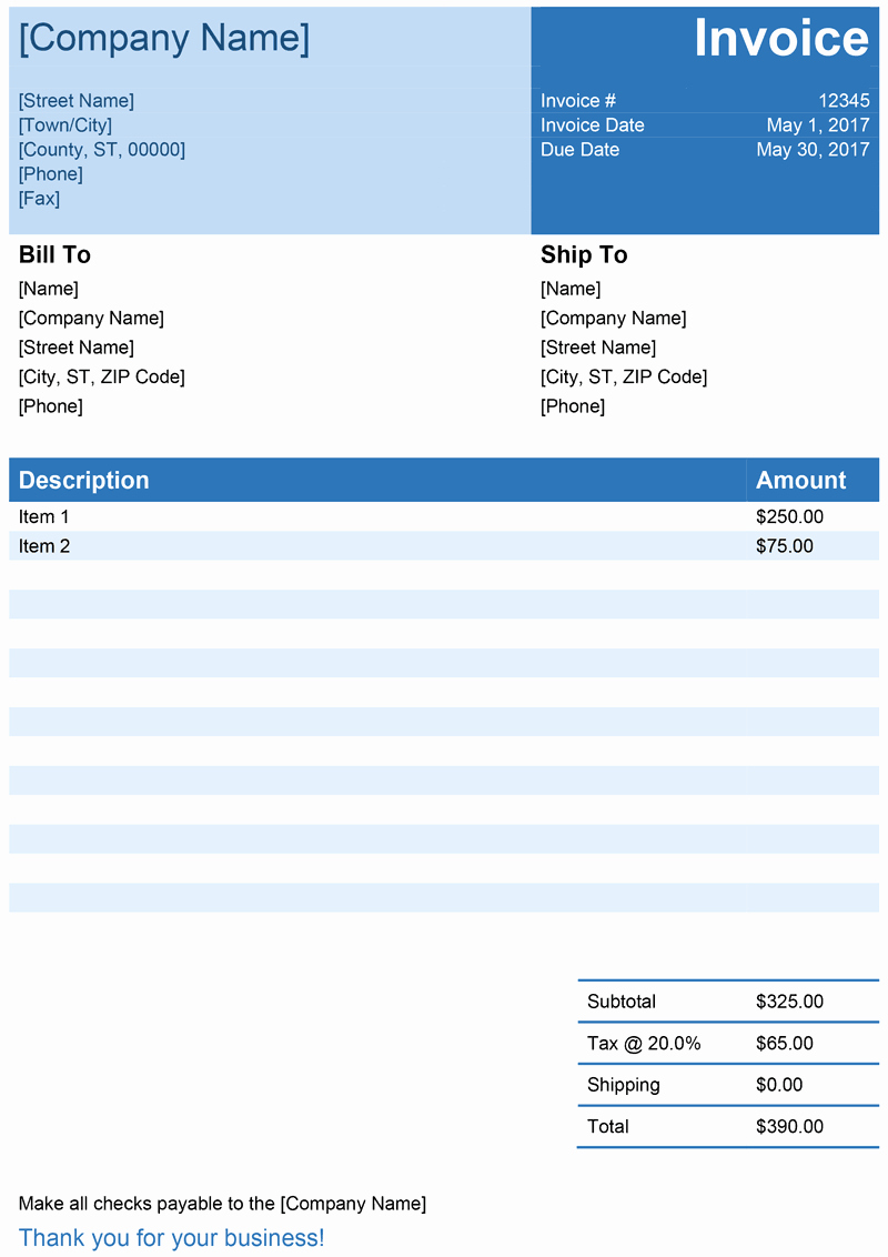 Basic Invoice Template Word Fresh Invoice Template for Word Free Simple Invoice
