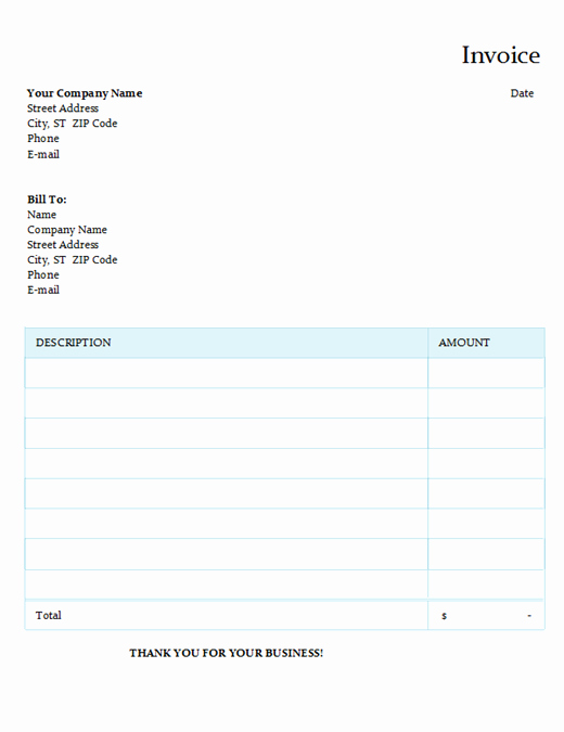 Basic Invoice Template Word Fresh Invoices Fice