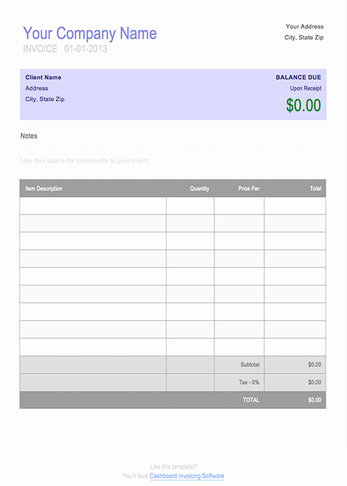 Basic Invoice Template Word Luxury Free Blank Invoice Template for Microsoft Word