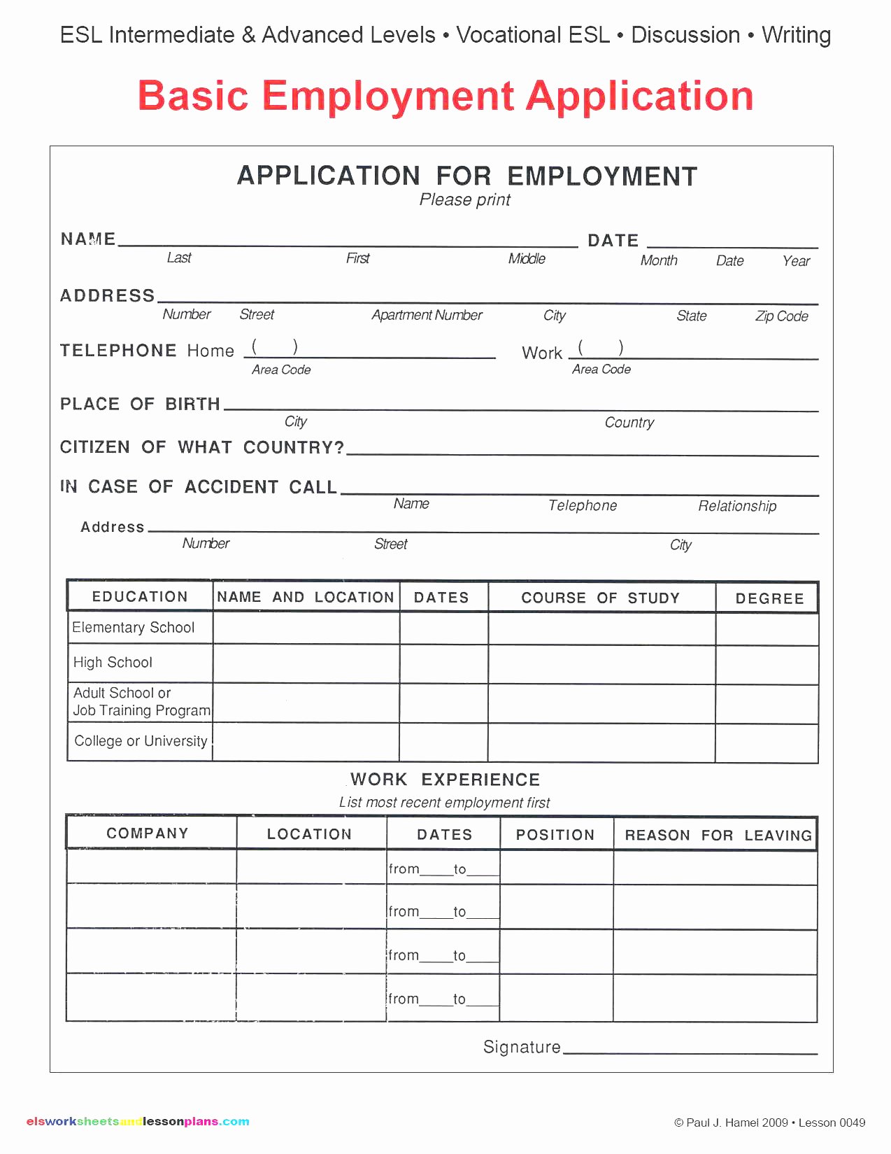 Basic Job Application Templates Inspirational Basic Employment Application Template 9 Contesting Wiki