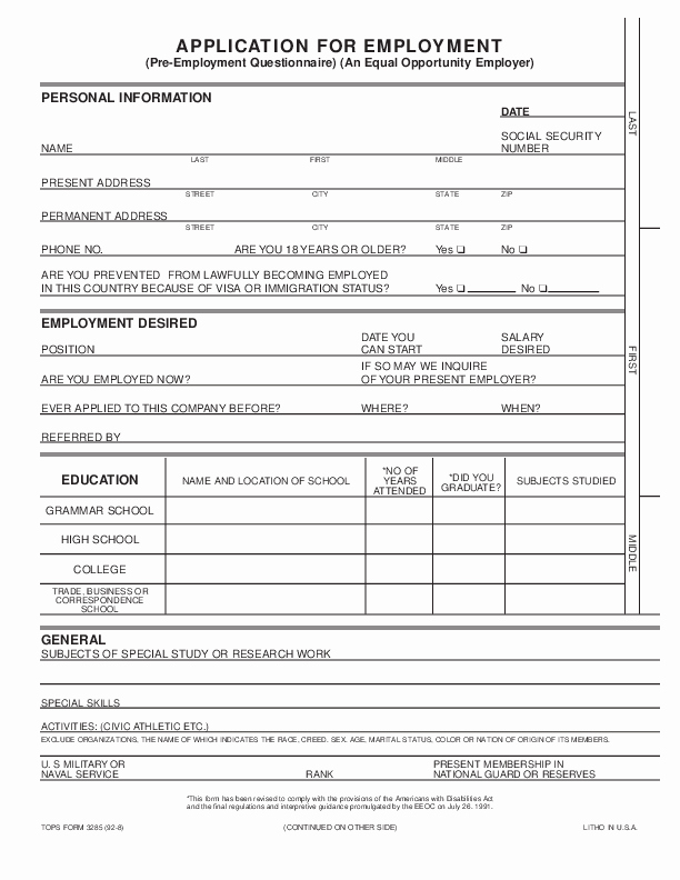 Basic Job Application Templates Inspirational Blank Job Application form Samples Download Free forms