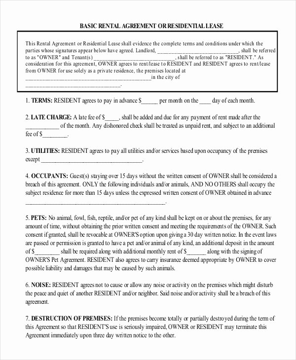 Basic Renters Agreement Template Best Of Simple Rental Agreement – 10 Free Word Pdf Documents