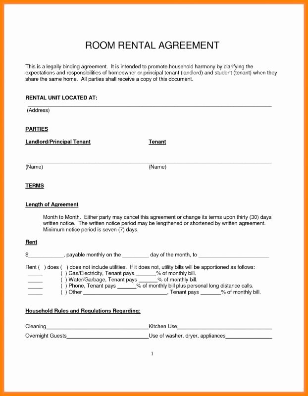 Basic Renters Agreement Template Inspirational Simple Month to Month Rental Agreement In 2019