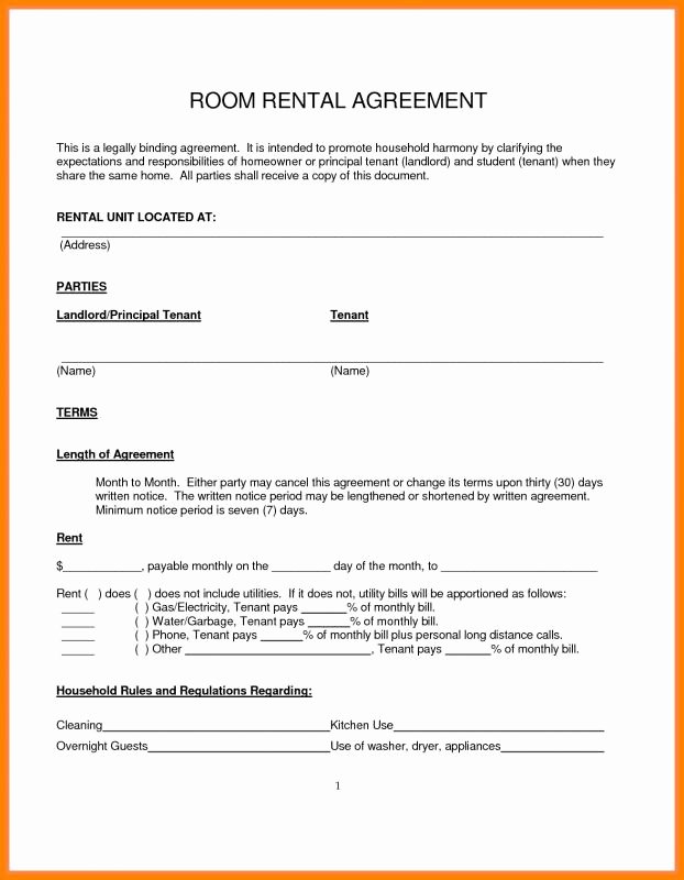 Basic Renters Agreement Template Inspirational Simple Month to Month Rental Agreement