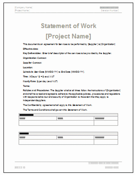 Basic Scope Of Work Template Lovely 5 Free Statement Work Templates Word Excel Pdf