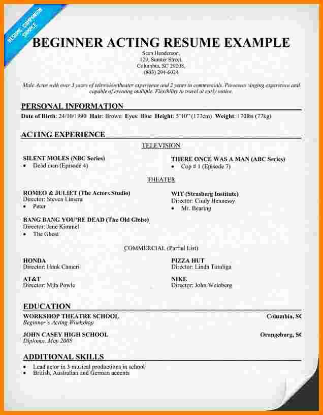Beginner Acting Resume Template Awesome 6 Beginner Acting Resume Template