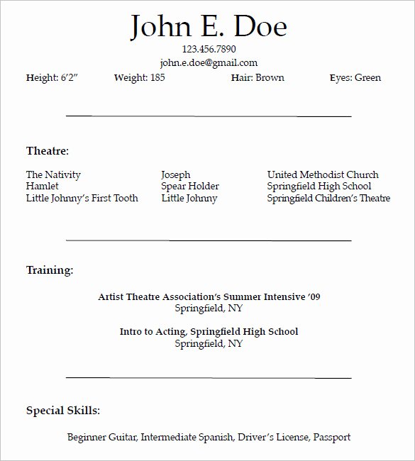Beginner Actor Resume Template Fresh How to Create A Good Acting Resume Template