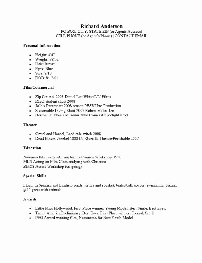 Beginner Actor Resume Template New Beginner Actor Cover Letter Examples All Set that Will