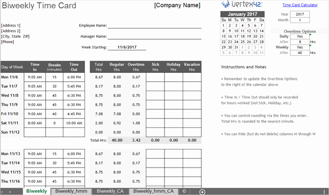 Bi Weekly Timesheet Template Fresh Need A Timesheet Template to Track Your Hours Here are 12