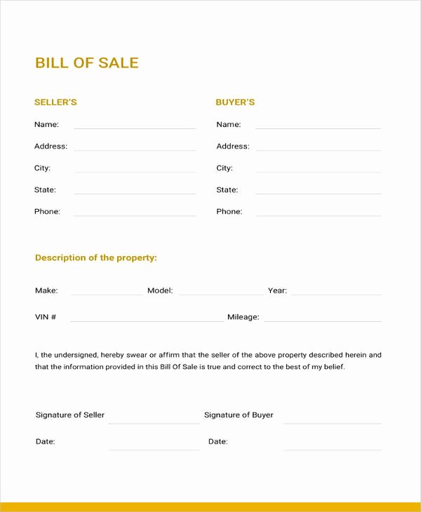 Bill Of Sale Word Template Awesome Generic Bill Of Sale Template 17 Free Word Pdf