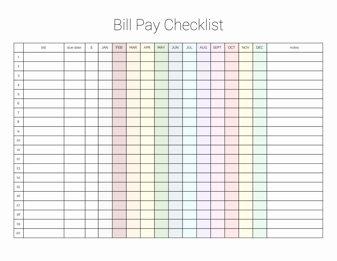 Bill Pay Calendar Template Awesome Monthly Bill Payment Checklist Printable Million Ways