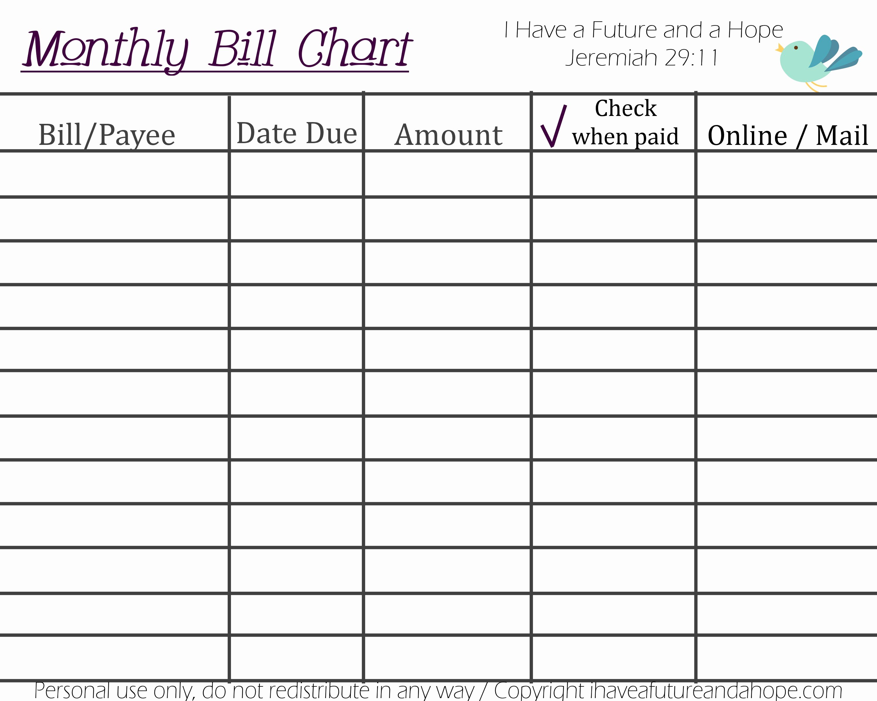 Bill Pay Calendar Template Lovely Blank Monthly Calendar for Bill Pay Printable 2018