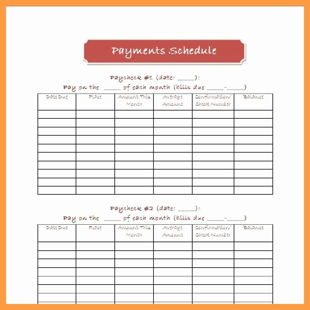 Bill Pay Schedule Template Beautiful Monthly Bill Payment Schedule Template