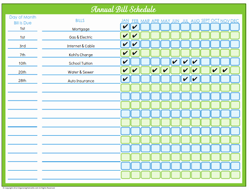 Bill Pay Schedule Template Best Of Editable Bill Payment Schedule organizing Homelife