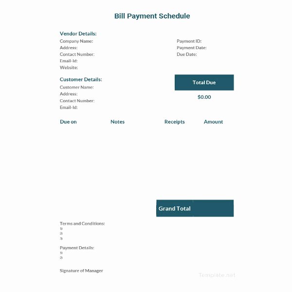 Bill Pay Schedule Template Inspirational 22 Payment Schedule Templates Word Excel Pdf