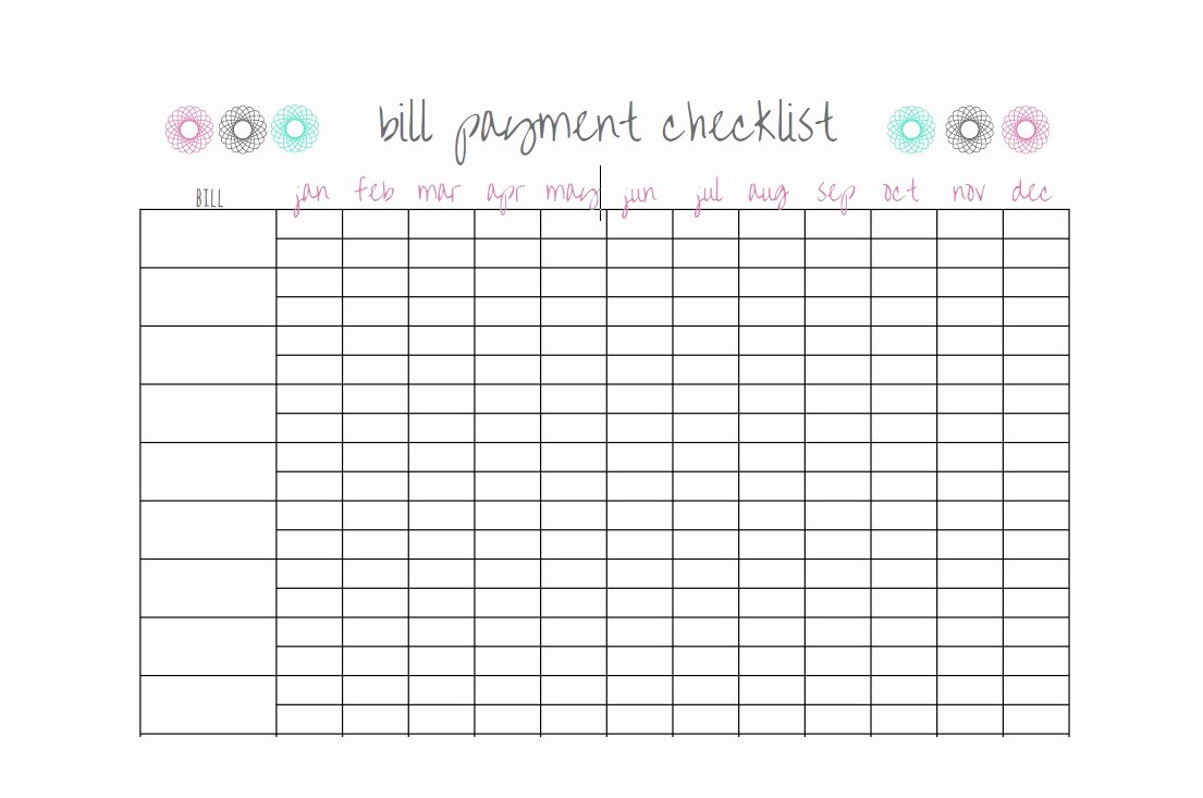 Bill Paying Calendar Template Awesome 32 Free Bill Pay Checklists &amp; Bill Calendars Pdf Word