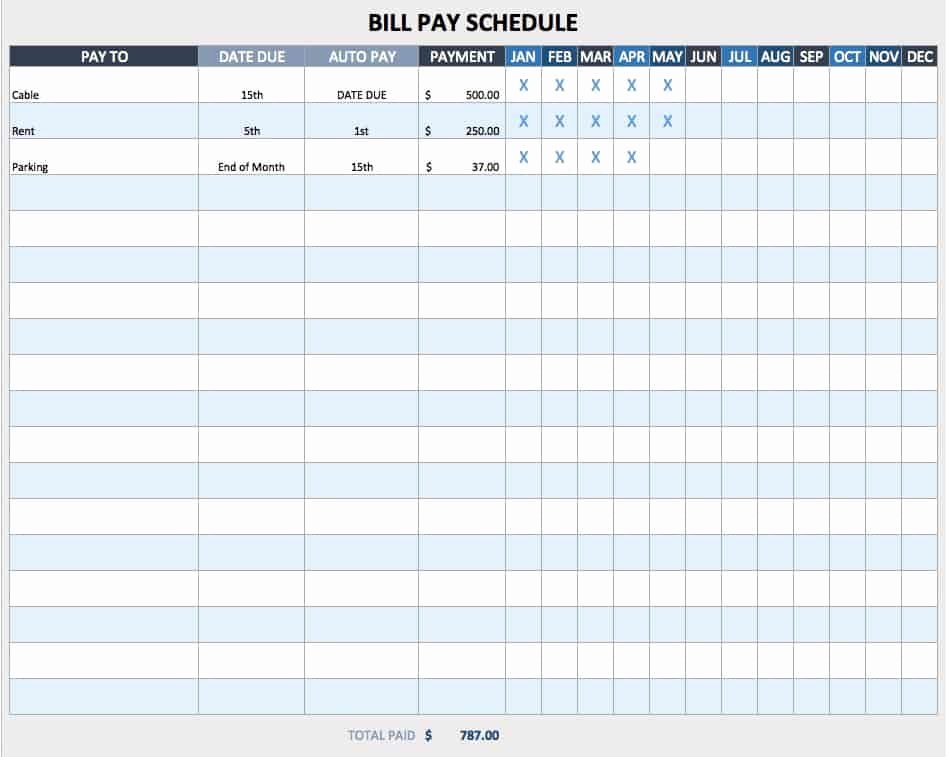 Bill Paying Calendar Template Luxury Free Weekly Schedule Templates for Excel Smartsheet